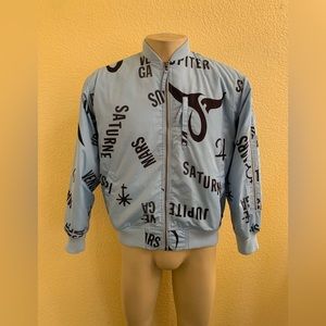 P.A.M Perks And Mini Men’s Size XS Light Blue Planets 🪐 Name Bomber Jacket
